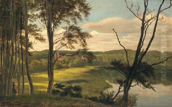 Visborg Gaard Oil Painting by Carl Frederik Peder Aagaard