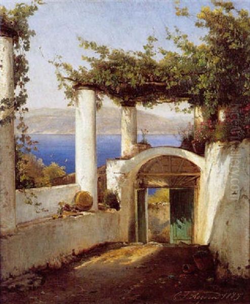 Pergola En Bord De Mer Oil Painting by Carl Frederik Peder Aagaard