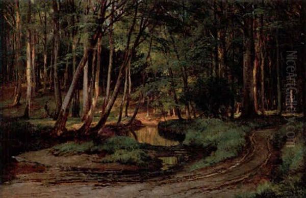 Solbelyst Skogsdunge Oil Painting by Carl Frederik Peder Aagaard