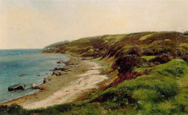 Traeklaedte Skraenter Ved Kysten Oil Painting by Carl Frederik Peder Aagaard