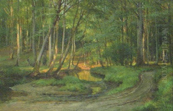 Saliskap I Solig Skogsglanta Oil Painting by Carl Frederik Peder Aagaard