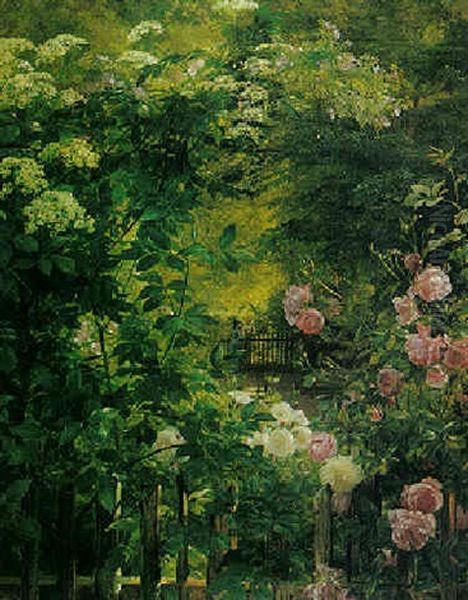 The Rose Garden Oil Painting by Carl Frederik Peder Aagaard