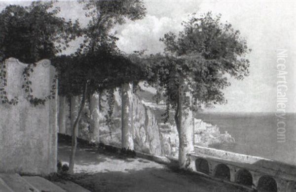 Udsigt Over Havet Fra En Pergola Oil Painting by Carl Frederik Peder Aagaard