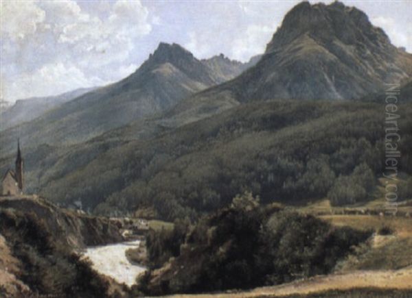 Norditalienskt Landskap Oil Painting by Carl Frederik Peder Aagaard