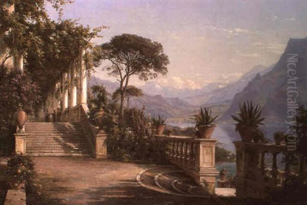 Loggia Fra Como Oil Painting by Carl Frederik Peder Aagaard