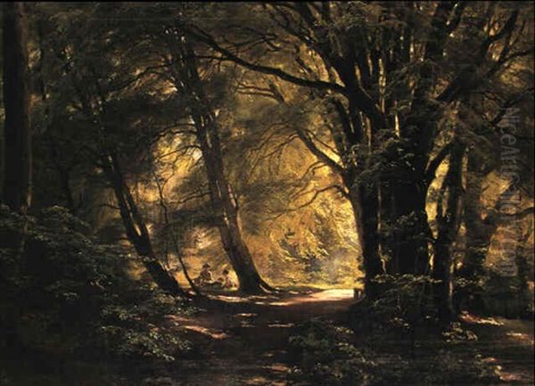 Fra Parken Ved Landstedet Skovgard I Ordrup Oil Painting by Carl Frederik Peder Aagaard