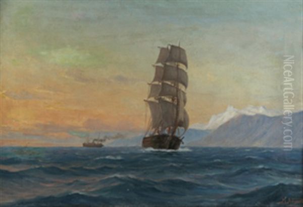 Marine Oil Painting by Zackarais Martin Aagaard