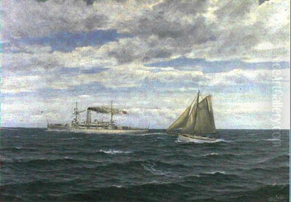 The Norwegian Coastal Defence Vessel Tordenskjold Oil Painting by Zackarais Martin Aagaard