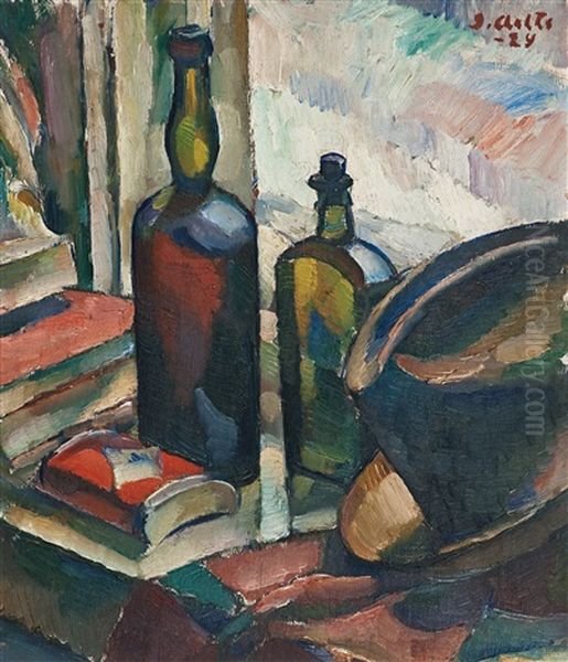 Still Life With Bottles Oil Painting by Ilmari Aalto