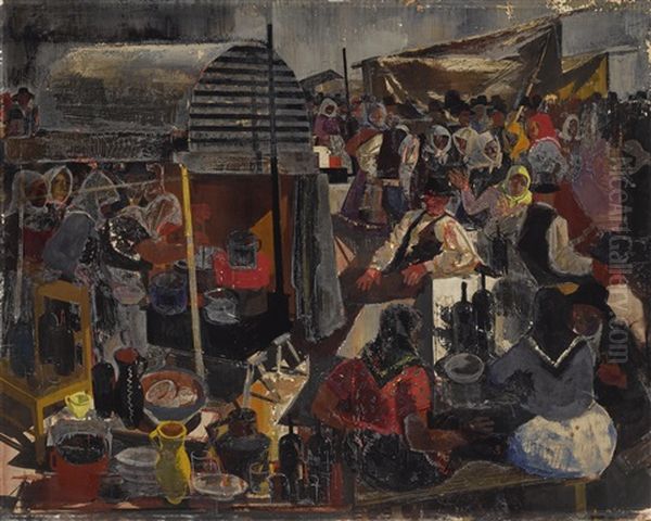 At The Market Oil Painting by Vilmos Aba-Novak