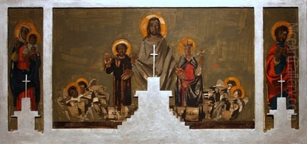 Fresco Study For The Sikonda Chapel Ii Oil Painting by Vilmos Aba-Novak