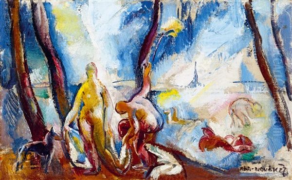 Bathers Oil Painting by Vilmos Aba-Novak