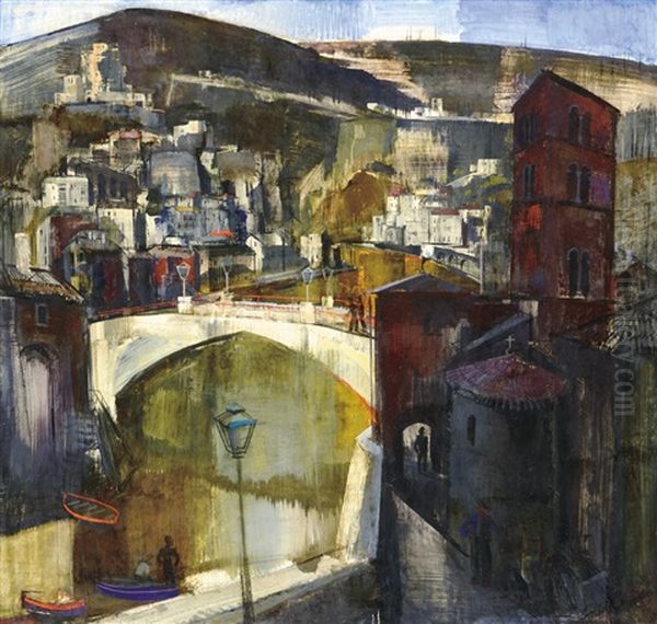 Trecento City Oil Painting by Vilmos Aba-Novak