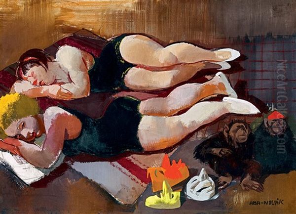 Artists Resting Oil Painting by Vilmos Aba-Novak