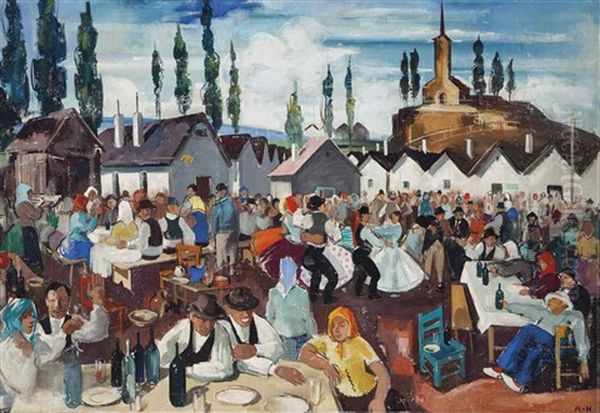 Country Fair, Hungary Oil Painting by Vilmos Aba-Novak