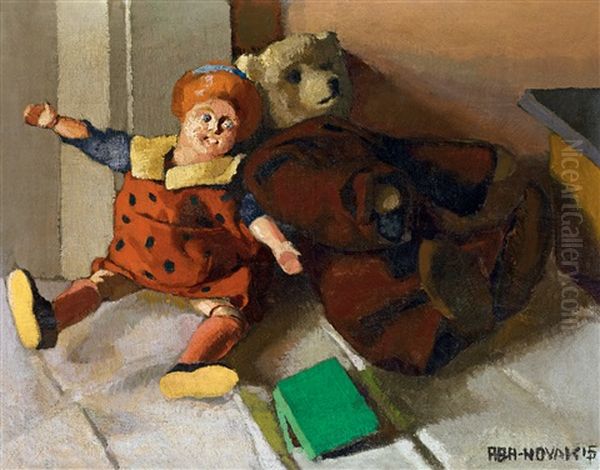 Still-life With Child's Play Oil Painting by Vilmos Aba-Novak