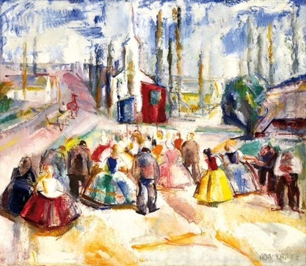 Procession Oil Painting by Vilmos Aba-Novak