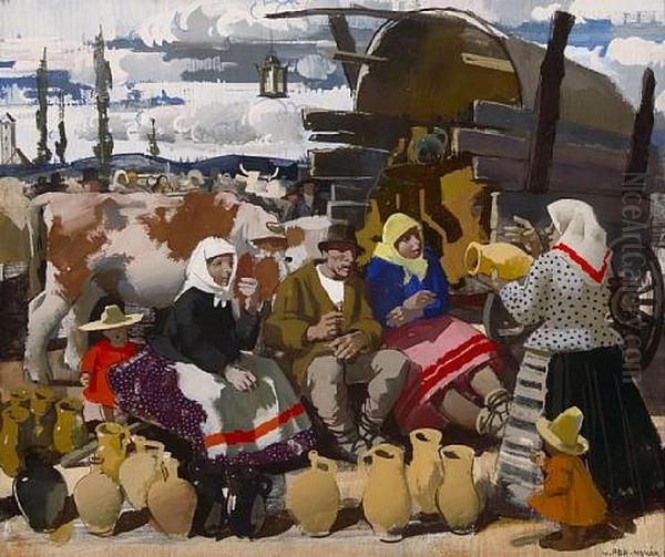 At The Market Oil Painting by Vilmos Aba-Novak