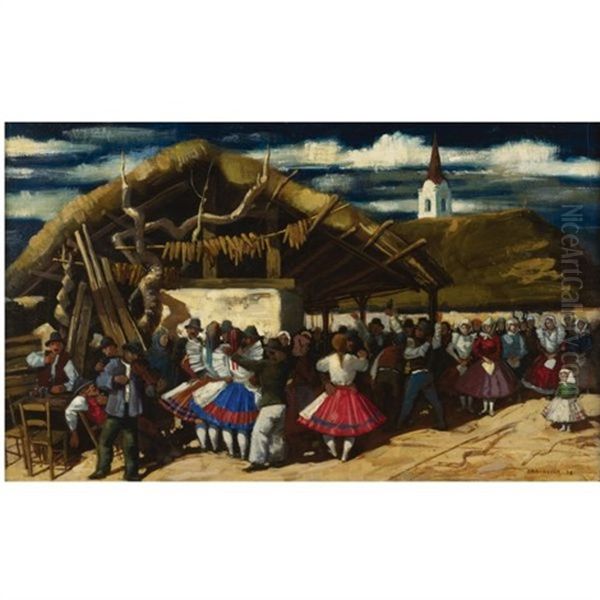 The Peasant's Festival Oil Painting by Vilmos Aba-Novak