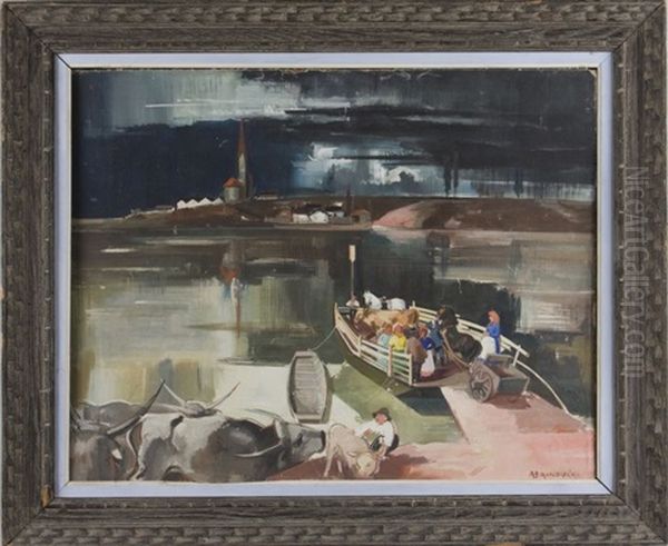 The Quay Oil Painting by Vilmos Aba-Novak