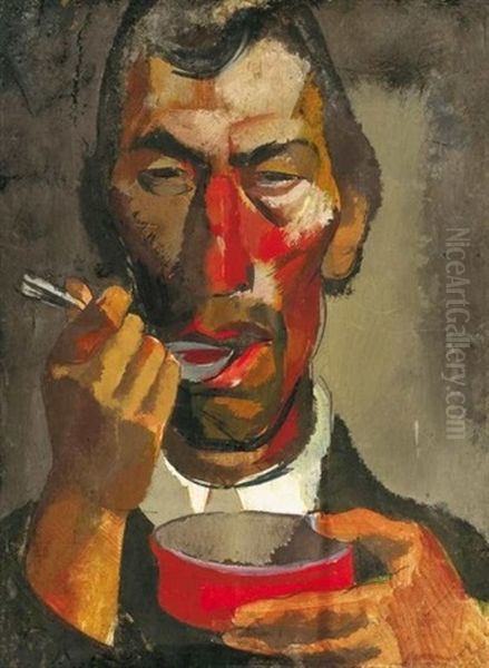 Ebedelo (having Lunch) Oil Painting by Vilmos Aba-Novak