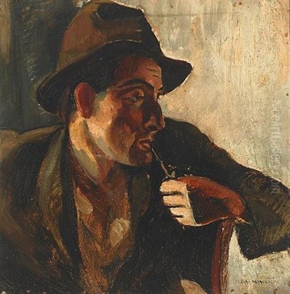 Man With A Pipe Oil Painting by Vilmos Aba-Novak