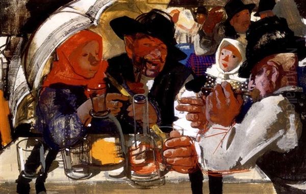 Lacikonyha (barbecue In The Fair) Oil Painting by Vilmos Aba-Novak