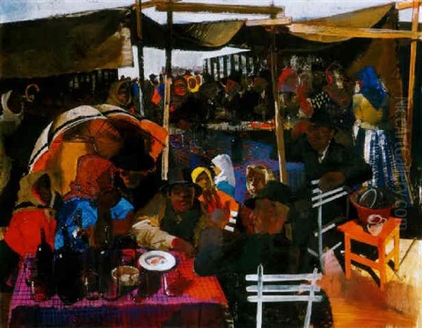 Vasar (market) Oil Painting by Vilmos Aba-Novak