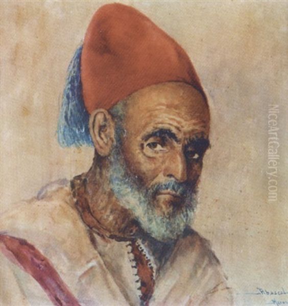 Homme Au Fez (mohasni Du Sultan) Oil Painting by Felipe Barantes Abascal