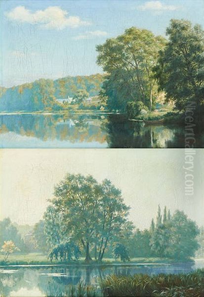 Bords De Riviere (2 Works) Oil Painting by Pierre Abattucci