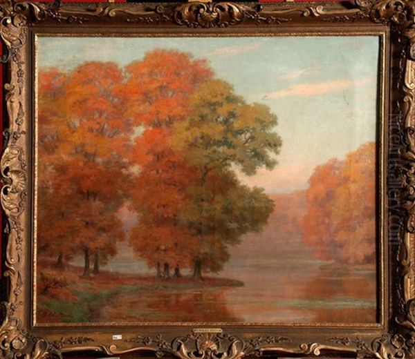 Paysage D'automne A L'etang Oil Painting by Pierre Abattucci