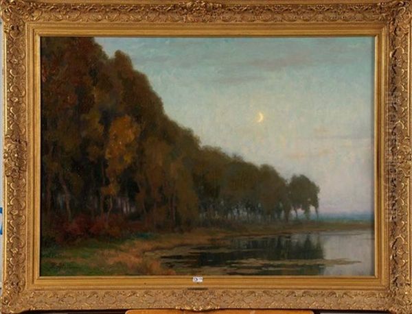 Lever De Lune Sur L'etang Oil Painting by Pierre Abattucci