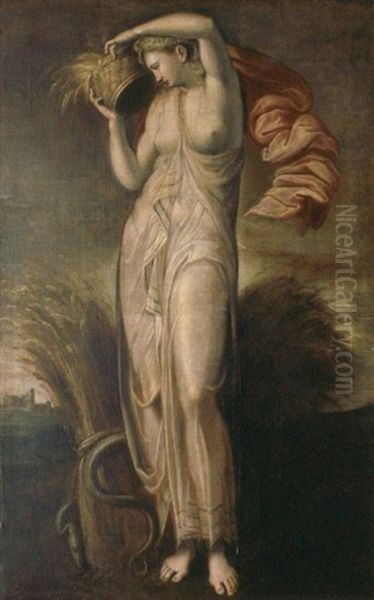 La Deesse Ceres Portant Une Corbeille De Ble Dans Un Paysage Oil Painting by Nicolo dell' Abbate