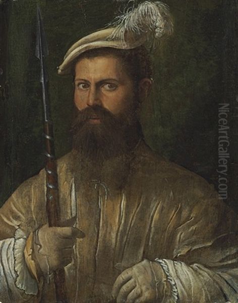 Portrait Of A Halberdier Oil Painting by Nicolo dell' Abbate