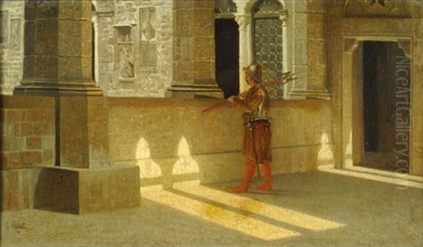 Armigero In Bargello Oil Painting by Giuseppe Abbati