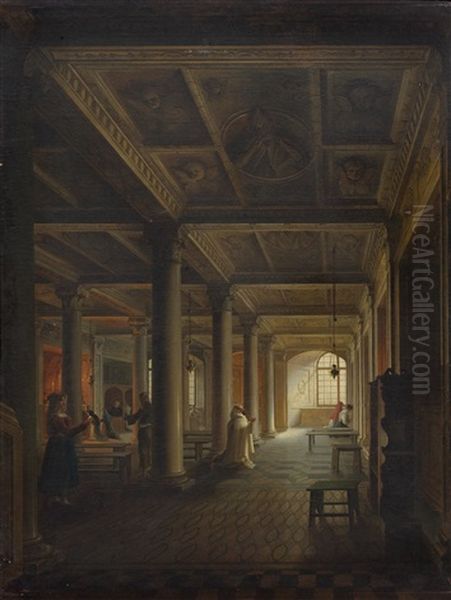 A Church Interior, Probably In Venice Oil Painting by Vincenzo Abbati