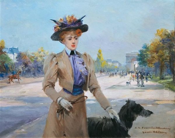 Elegante Et Son Chien Avenue Foch Oil Painting by Louise Abbema