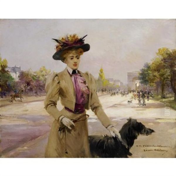 On The Avenue Du Bois Oil Painting by Louise Abbema