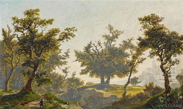 Landschaft Mit Reisendem Oil Painting by Wilhelm von Abbema