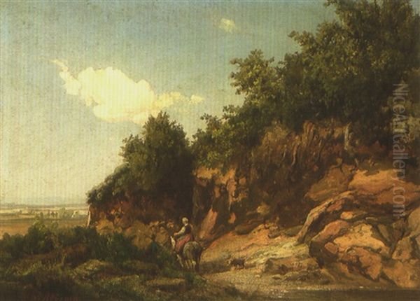 Reiter In Weiter Sommerlandschaft Oil Painting by Wilhelm von Abbema