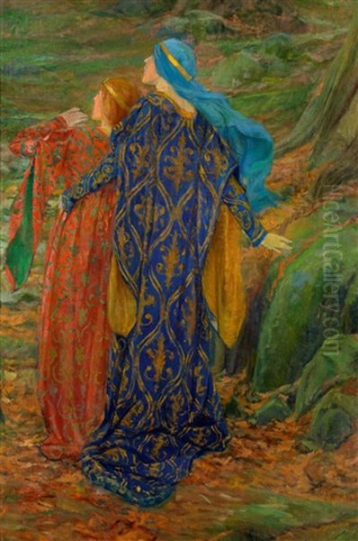 In Awe Oil Painting by Edwin Austin Abbey