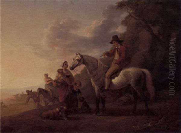 A Horseman With Figures On A Path Oil Painting by John White Abbott