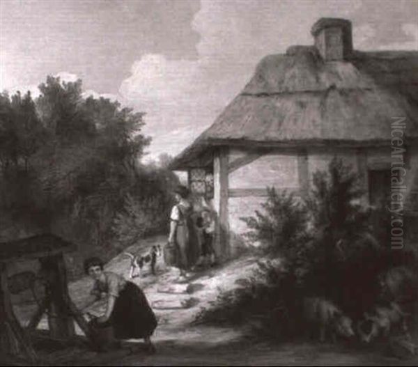 Drawing Water From The Well Oil Painting by John White Abbott