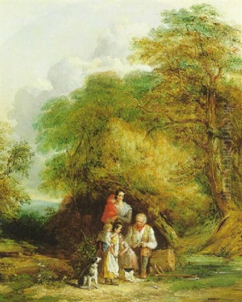 A Woodman's Family Oil Painting by John White Abbott