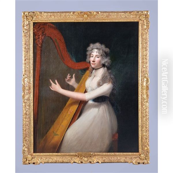 The Harpist Oil Painting by Lemuel Francis Abbott