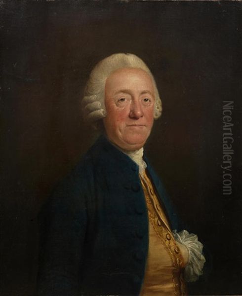 Portrait Of A Gentleman, Half-length, In A Blue Coat And Gold Waistcoat Oil Painting by Lemuel Francis Abbott