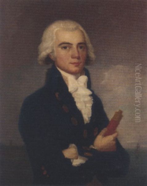 Portrait Of A Young Naval Officer Holding A Telescope Oil Painting by Lemuel Francis Abbott