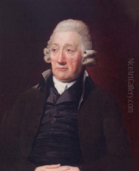 Portrait Of John Wilkinson, The Staffordshire Iron Master, Wearing A Grey Coat And Waist Oil Painting by Lemuel Francis Abbott