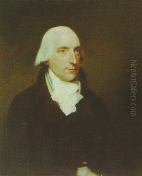 Portrait Of A Gentleman (mr. Osgood Gee?) Wearing A Brown Coat And A White Cravat Oil Painting by Lemuel Francis Abbott