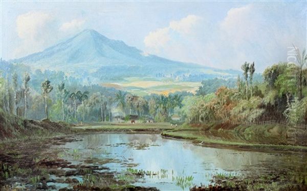 Tjerinai Bij Soemedang, Java Oil Painting by Soerjosoebroto Abdullah